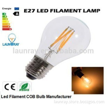 A19 Clear Glass LED Filament Bulb High Power Edison Chip 8W